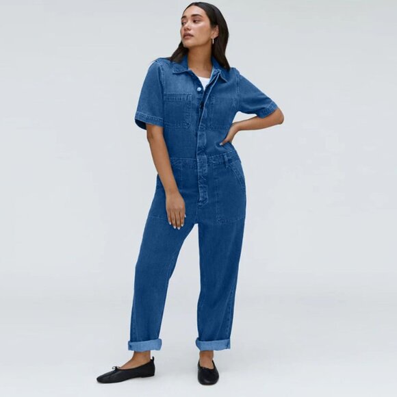 EVERLANE The Supersoft Jean Coverall Size 10 - Picture 1 of 9